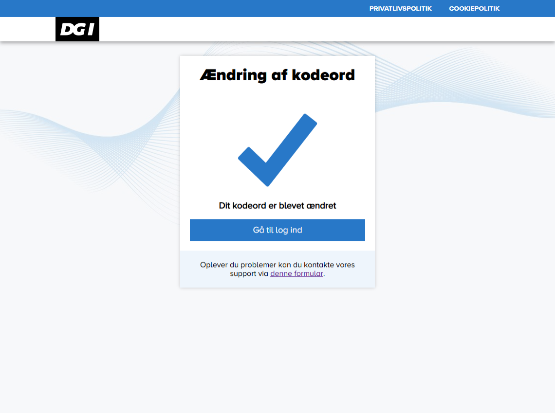 Mit DGI - Kodeord ændret